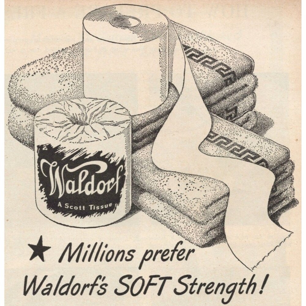 Waldorf A Scott Tissue Vintage Print Ad 1947 Millions Prefer Soft Strength u